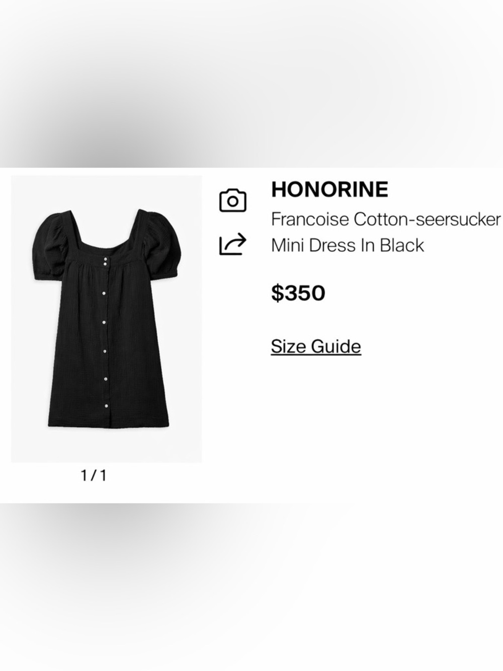 Honorine Francoise Cotton-Gauze Black Mini Dress